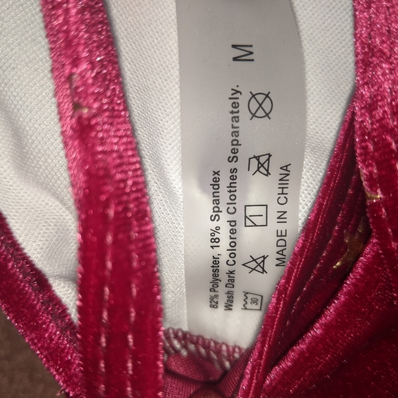 Burgundy/Gold Stars Velvet Bikini - Picture 3 of 5